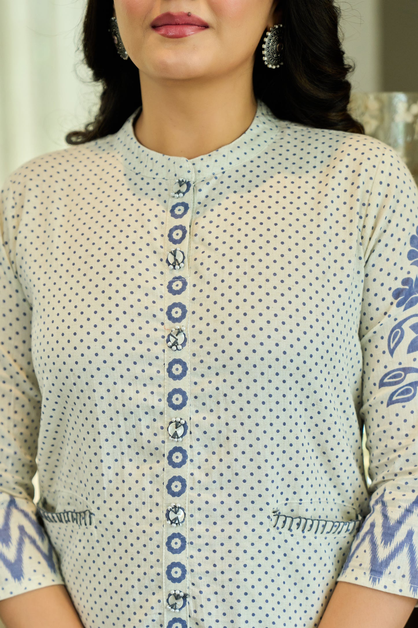 Blue Cotton Co-ord Set | Comfortable Pure Cotton Embroidered Co-ord for Women
