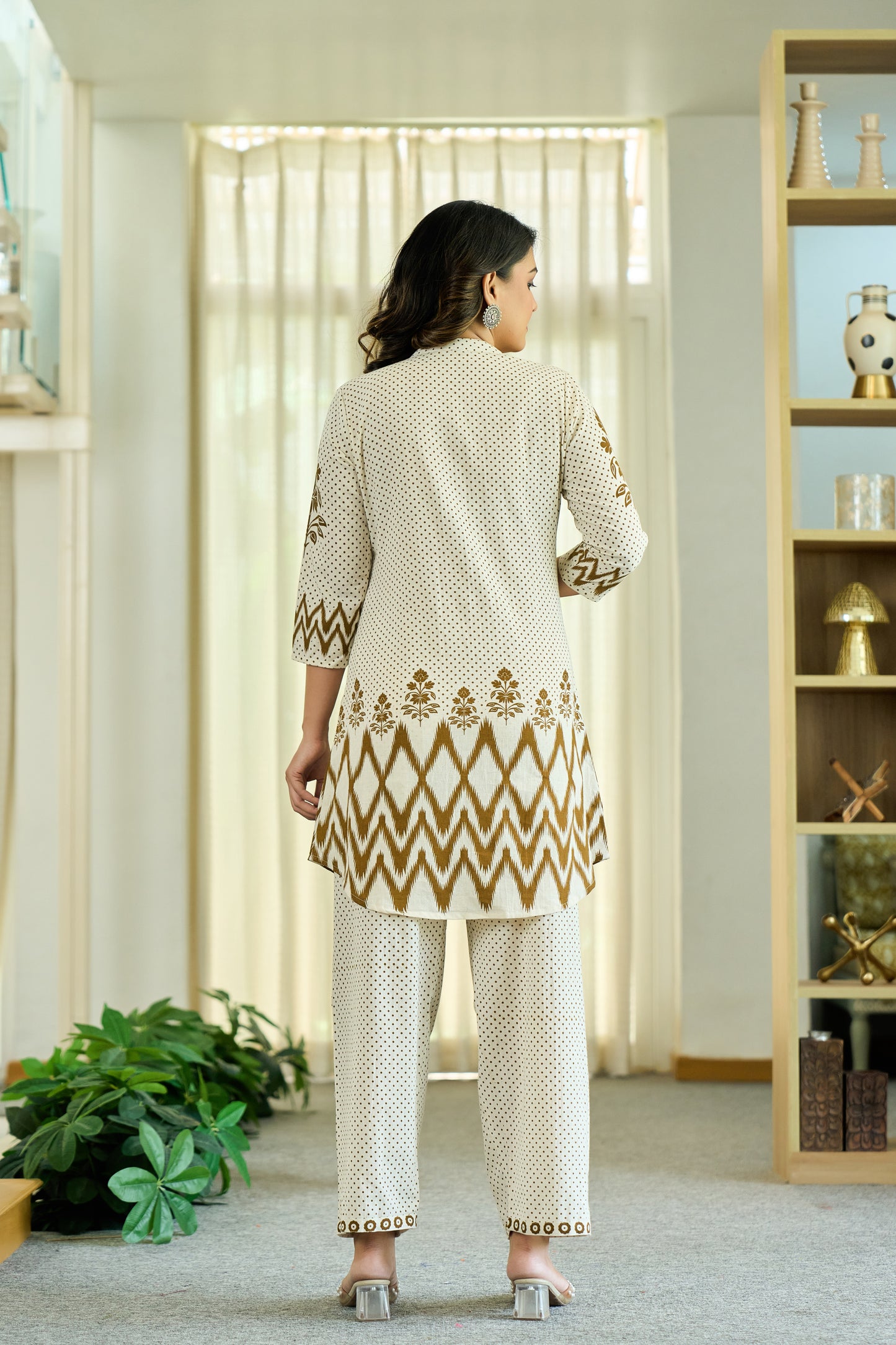 Brown Cotton Co-ord Set | Hand-Embroidered Pure Cotton Outfit for Women
