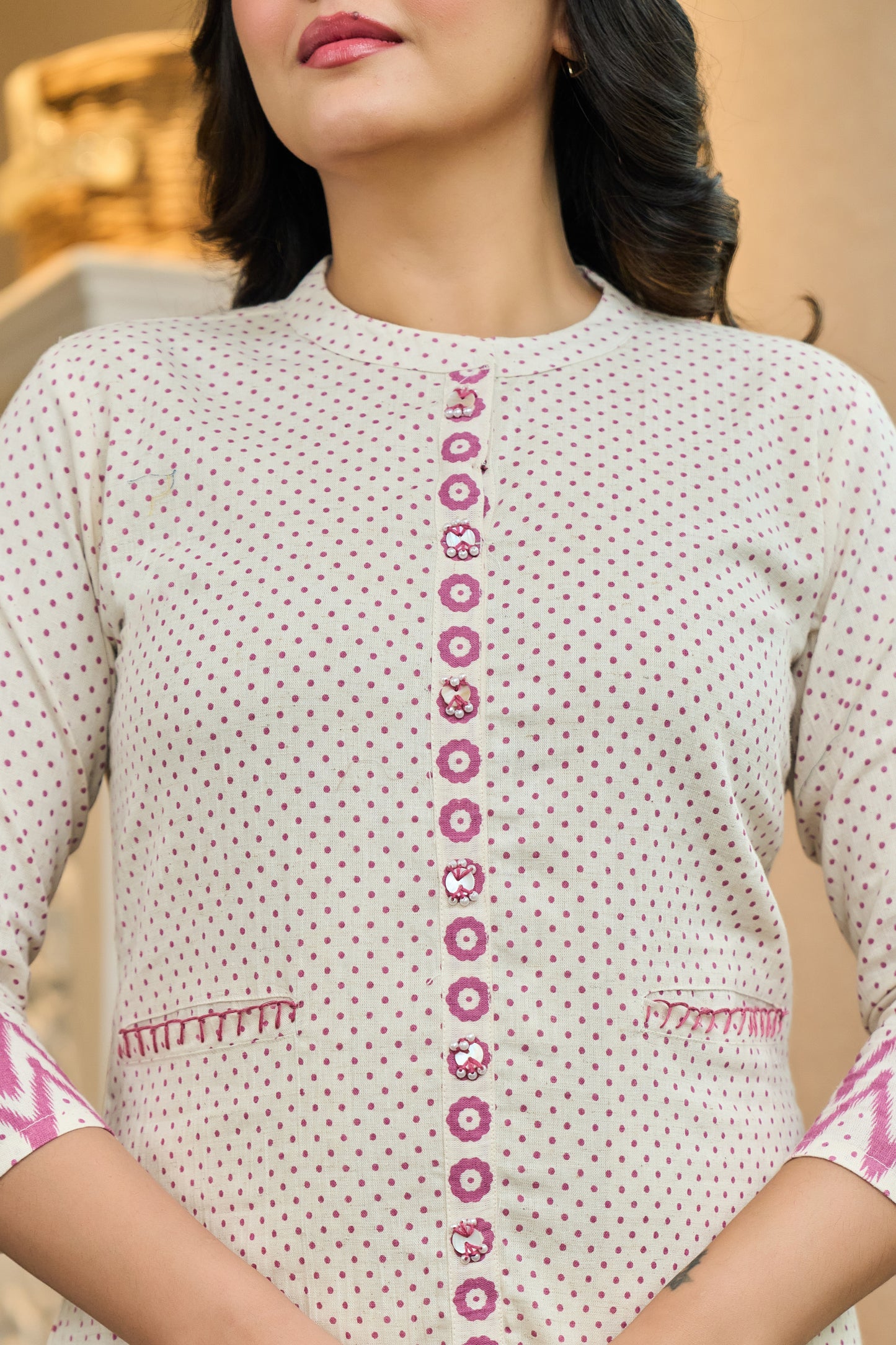Pink Cotton Co-ord Set | Stylish Pure Cotton Embroidered Co-ord for Women