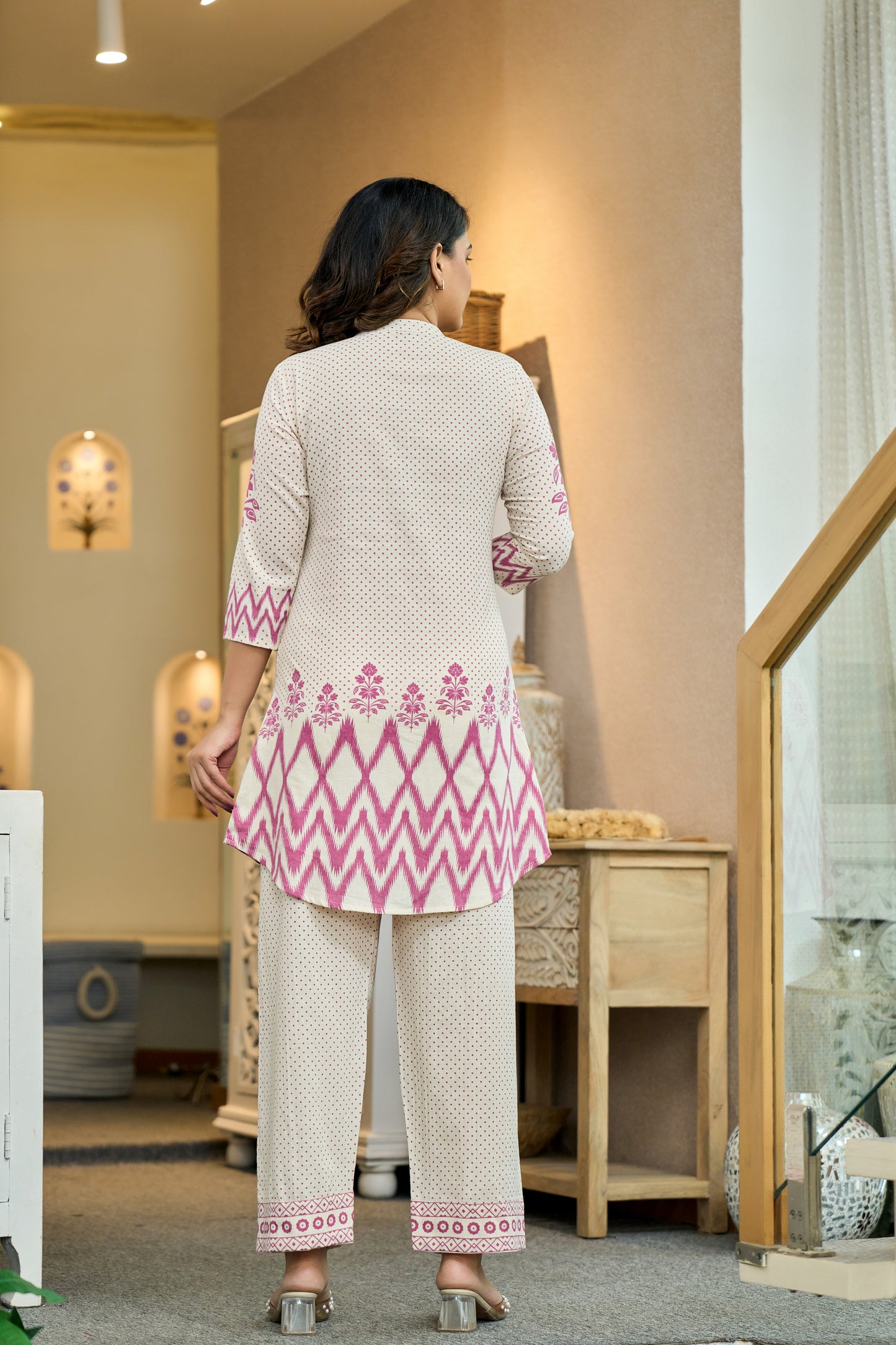 Pink Cotton Co-ord Set | Stylish Pure Cotton Embroidered Co-ord for Women