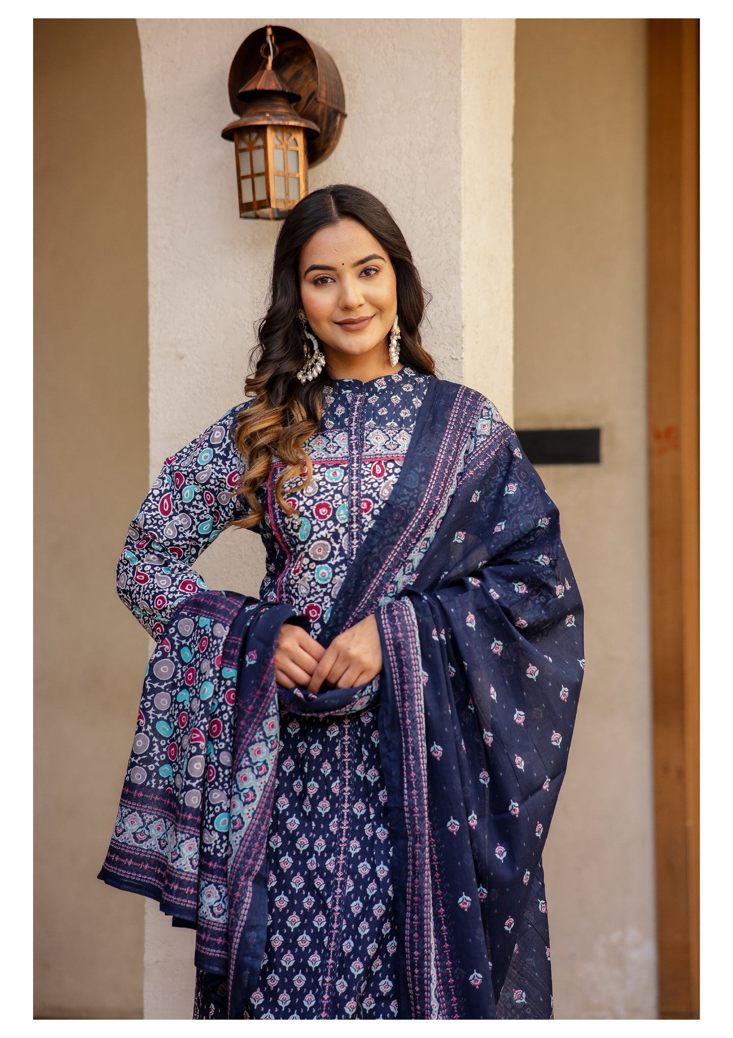 Royal Dark Blue Cotton Suit Set for Women – Elegant Ethnic Wear