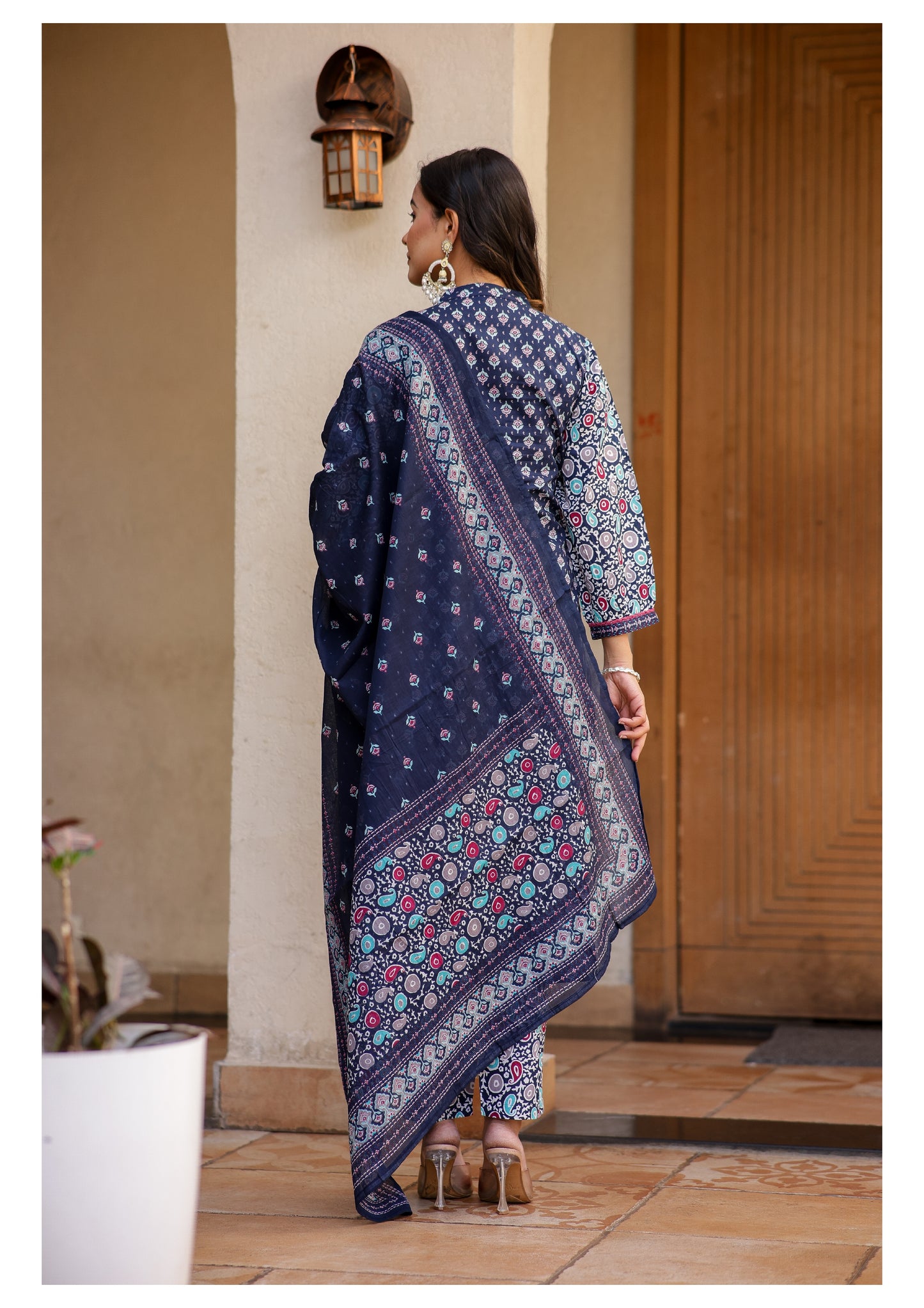 Royal Dark Blue Cotton Suit Set for Women – Elegant Ethnic Wear