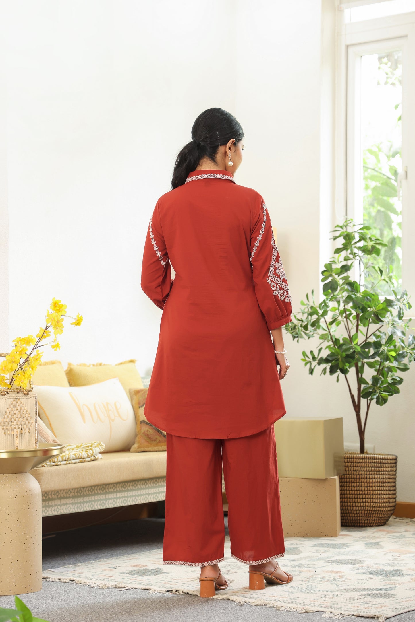 Rust Doriya Co-ord Set – Traditional Elegance in Modern Style