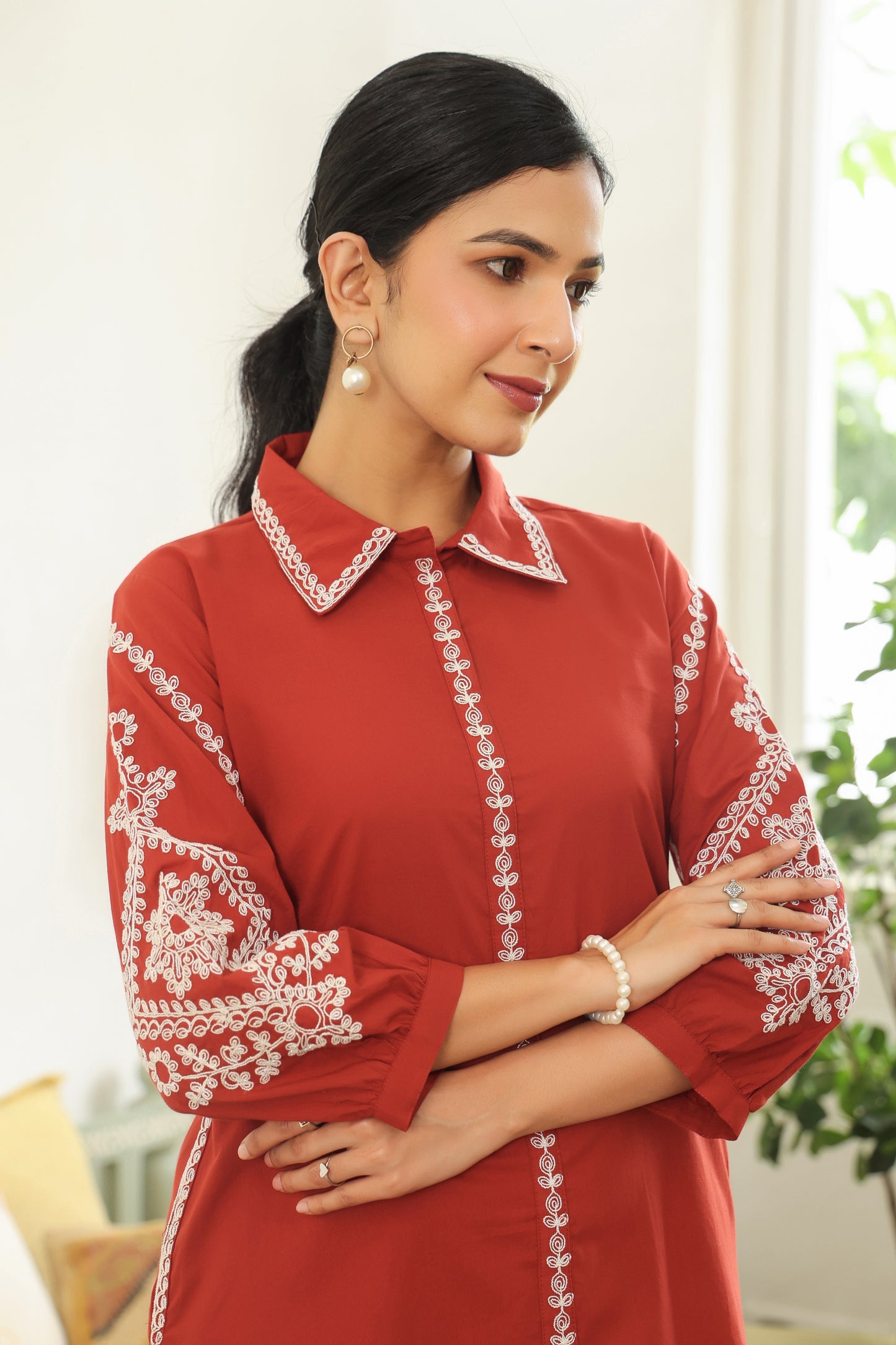 Rust Doriya Co-ord Set – Traditional Elegance in Modern Style