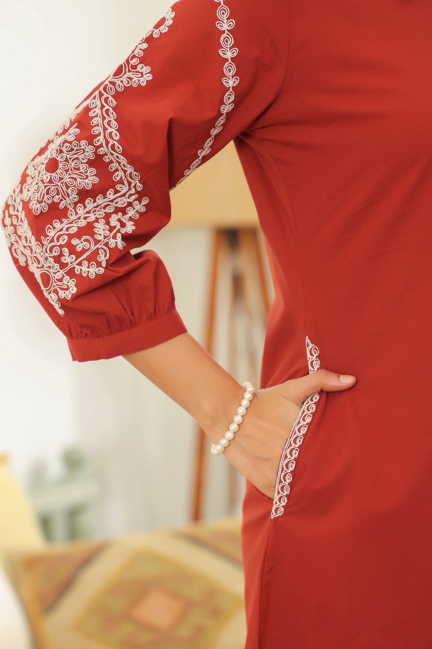 Rust Doriya Co-ord Set – Traditional Elegance in Modern Style