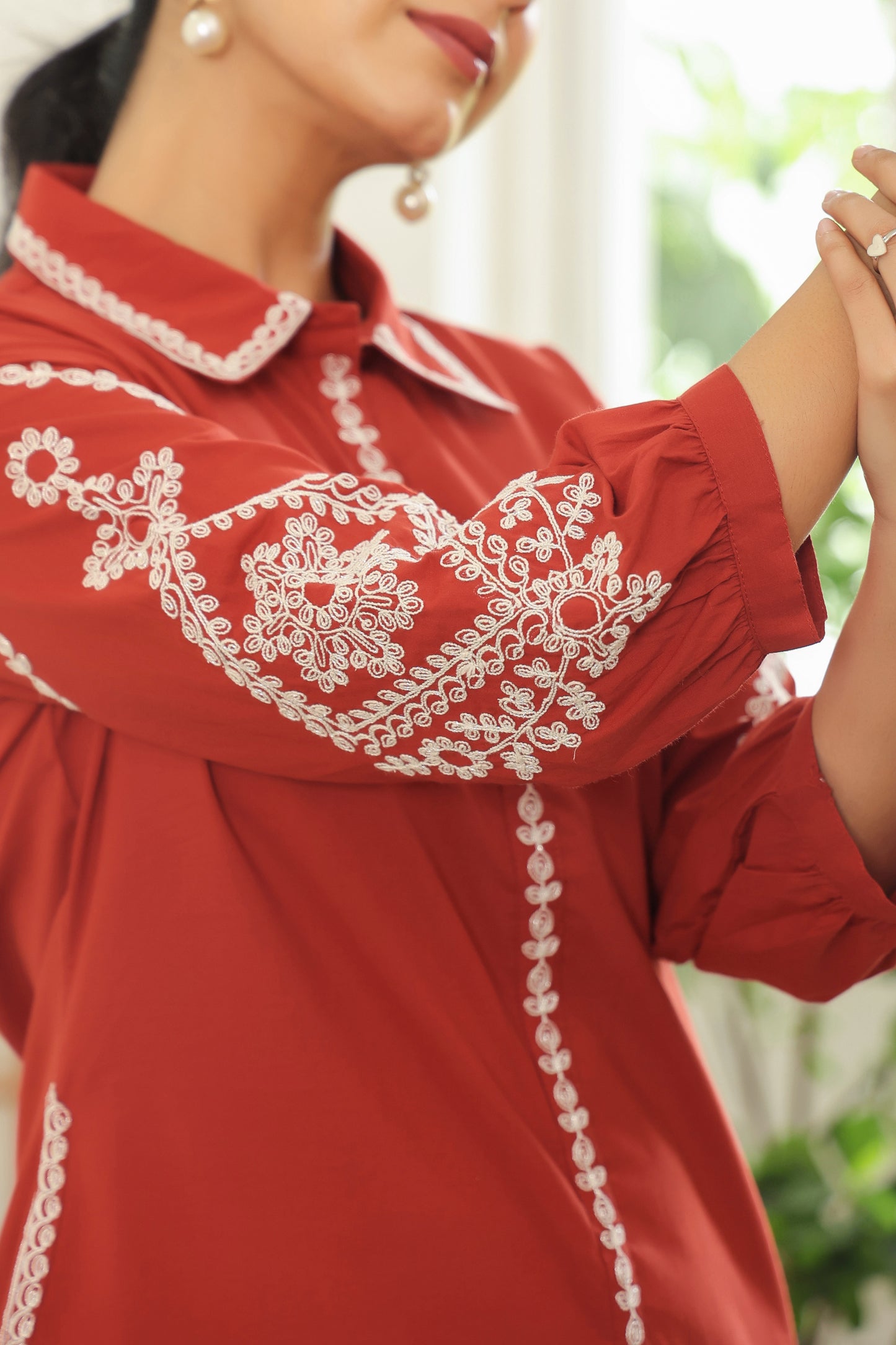 Rust Doriya Co-ord Set – Traditional Elegance in Modern Style