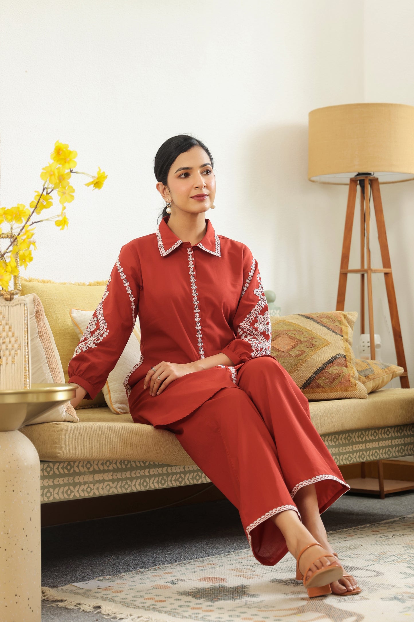 Rust Doriya Co-ord Set – Traditional Elegance in Modern Style