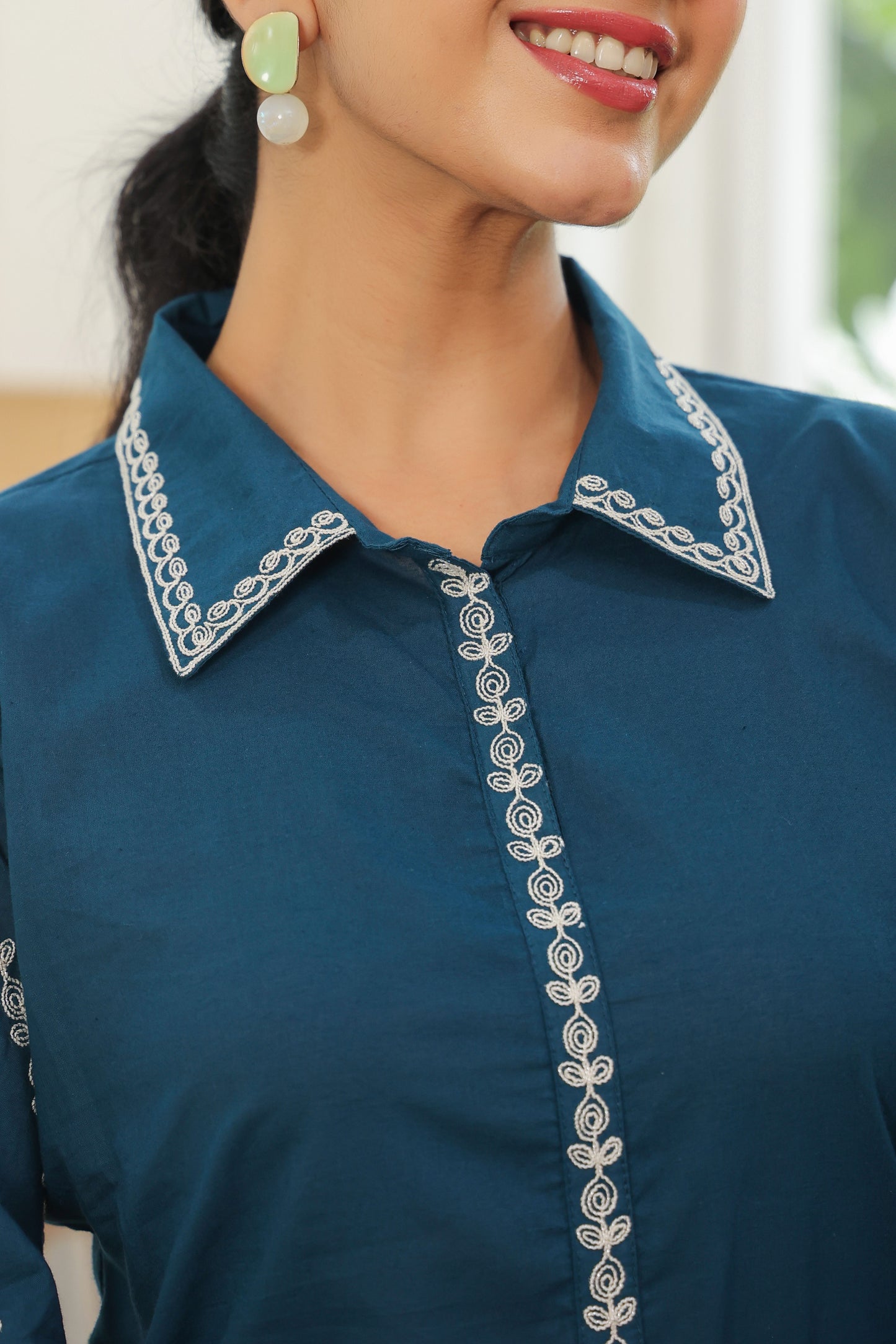Teal Blue Doriya Co-ord Set – Contemporary Ethnic Wear for Women