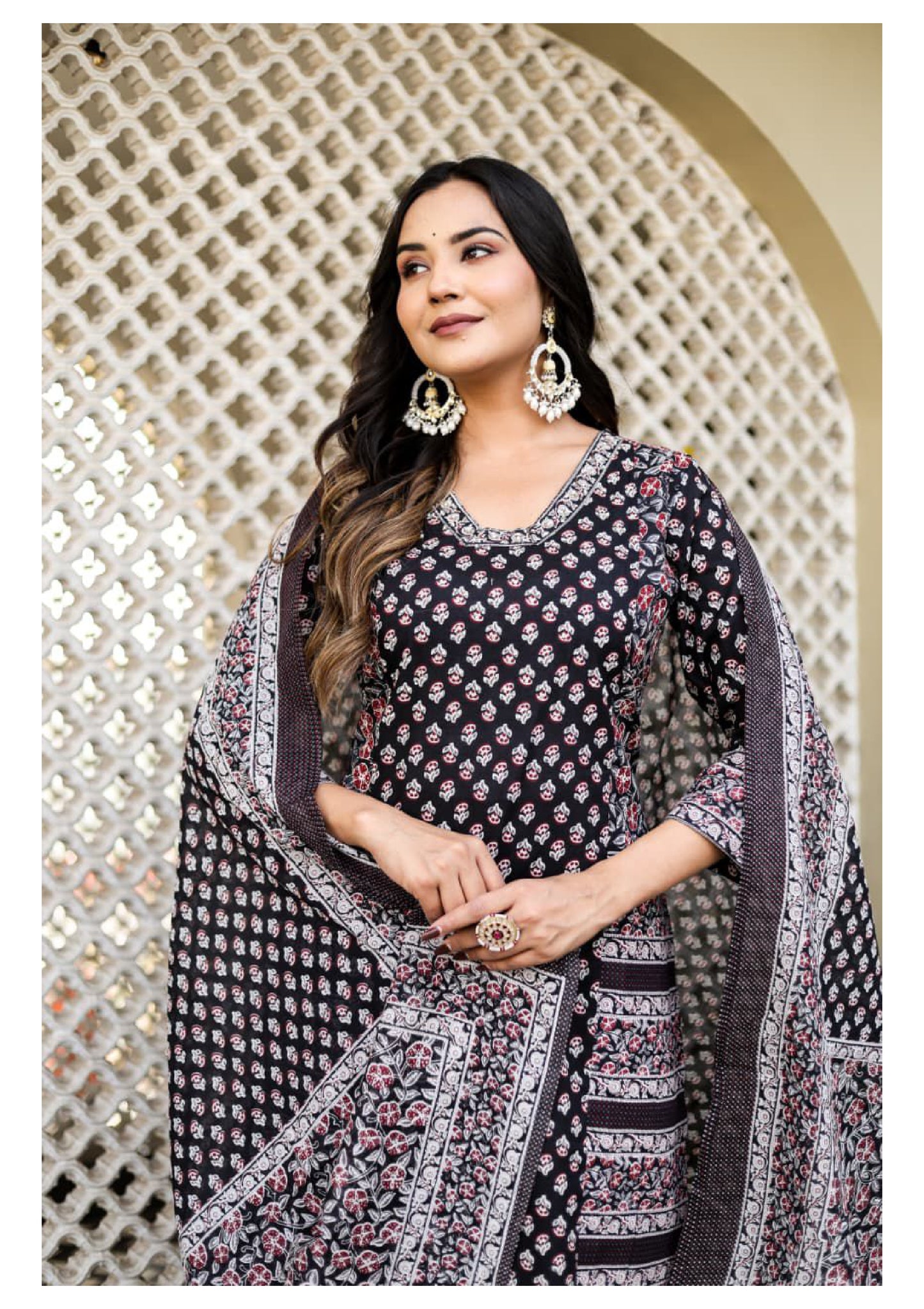 Black Cotton Suit Set for Women – Timeless Ethnic Elegance