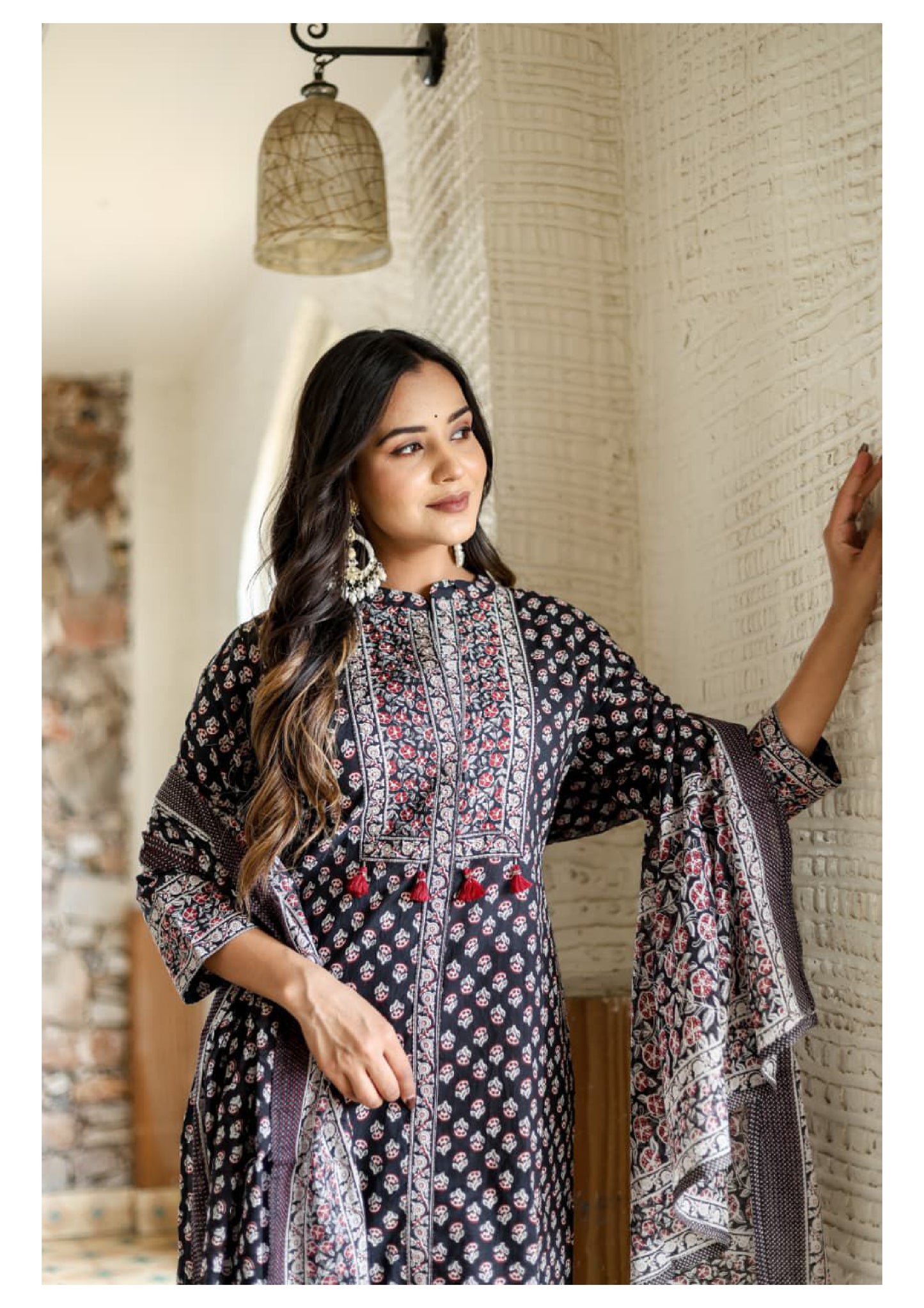 Black Cotton Suit Set for Women – Timeless Ethnic Elegance