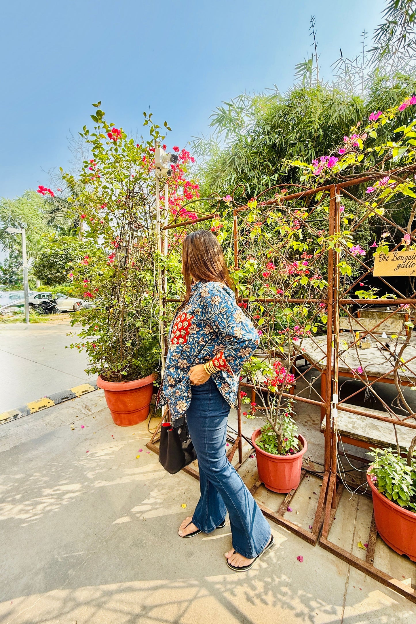 Siyaahi Cotton Hand Block Oversized Shirt - House Of Kaura