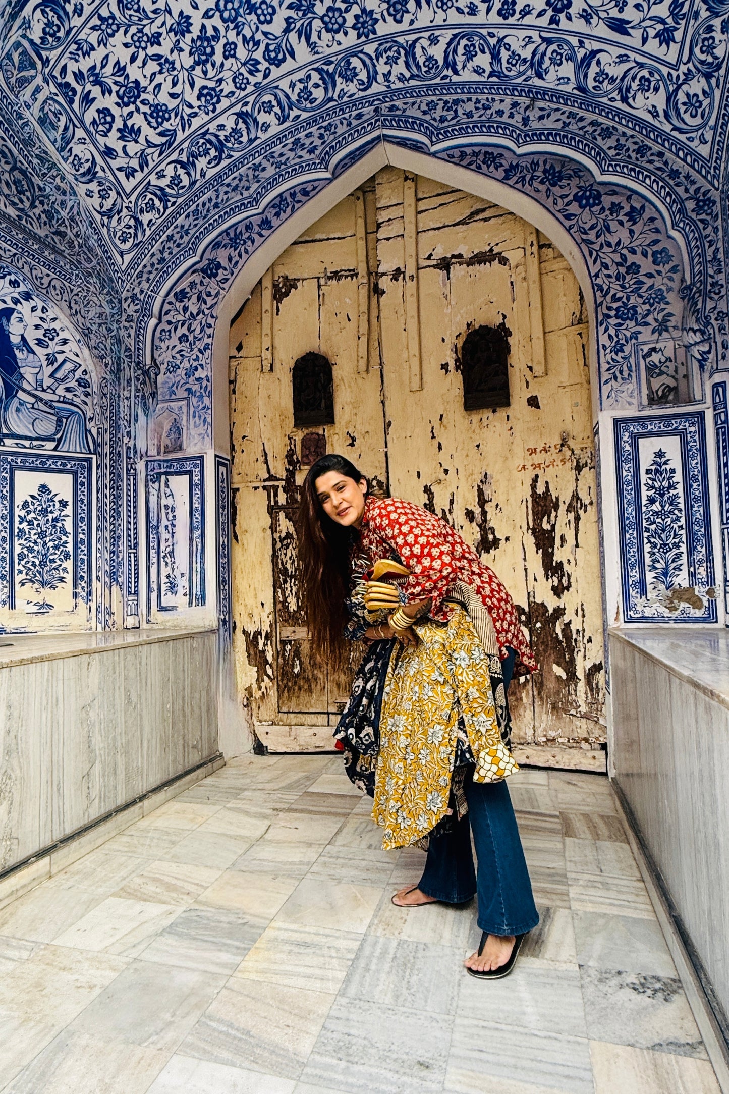 Gulabagh Oversized Cotton Hand Block Shirt - House Of Kaura