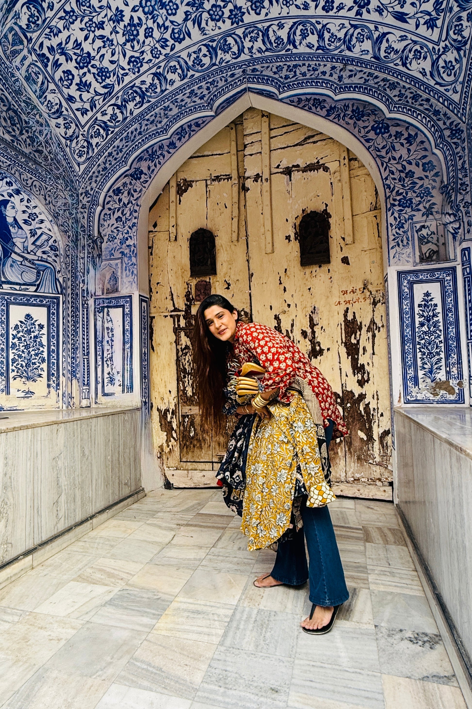 Gulabagh Oversized Cotton Hand Block Shirt - House Of Kaura