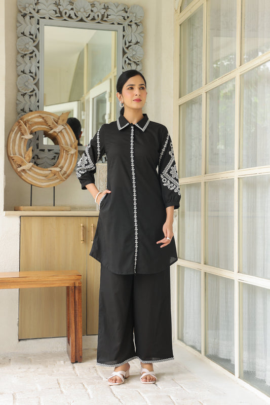 Black Doriya Co-ord Set – Timeless Elegance in Ethnic Fashion